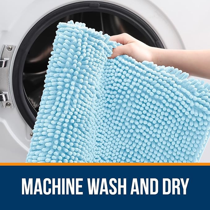 OLANLY Bathroom Rugs 30x18, Extra Soft Absorbent Chenille Bath Rugs, Rubber
