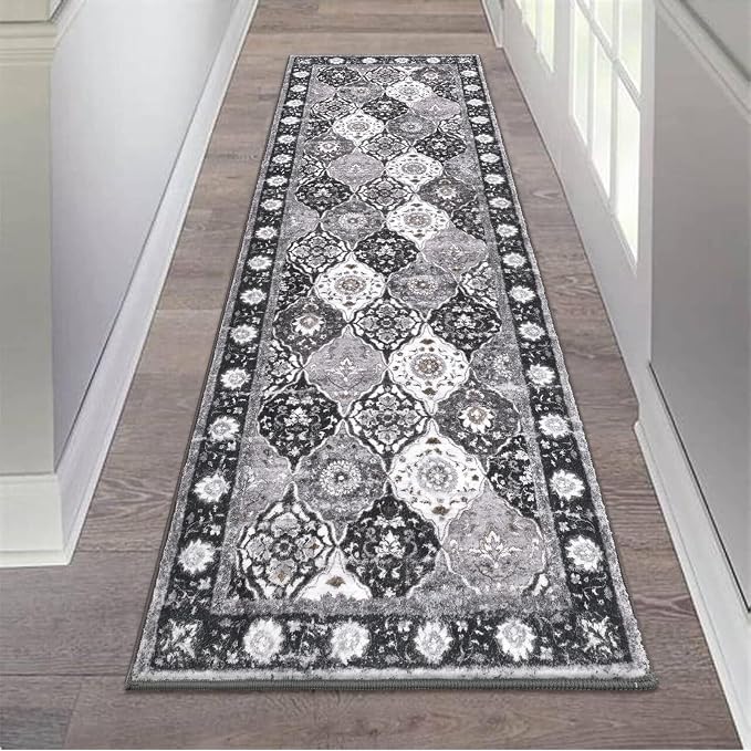 HEBE Hallway Runner Rug 2'x6' Washable Vintage Distressed Area Rugs Non Slip