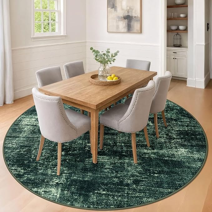 IOHOUZE Abstract Round Area Rug 8 Ft Washable Circle Rugs Large Round Rug Non