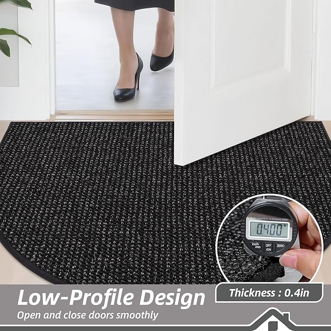 BEQHAUSE Dirt Trapper Door Mat 24" x 36" Half Circle Non-Slip Washable Doormats