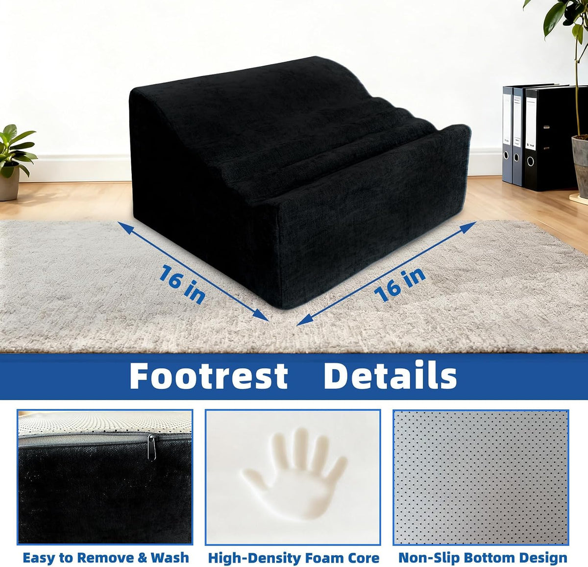 Under Desk Foot Rest, Ergonomic Foot Stool for Office and Home (Black)
