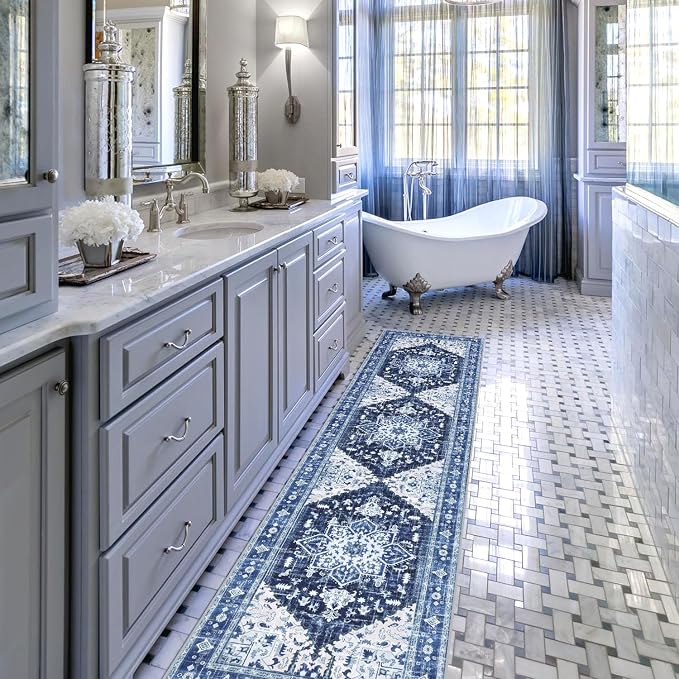 Yamaziot Washable Runner Rug, 2x8 Non-Slip Boho Vintage Hallway Rug Runner