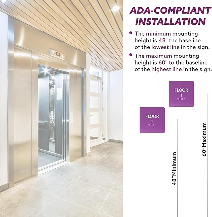 Spruce ADA Floor 1 Sign with Braille – Made from Durable Acrylic and Ready to Mount