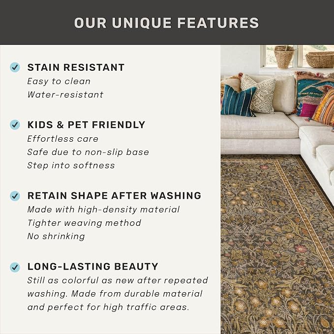 Brown Washable Entry Rug