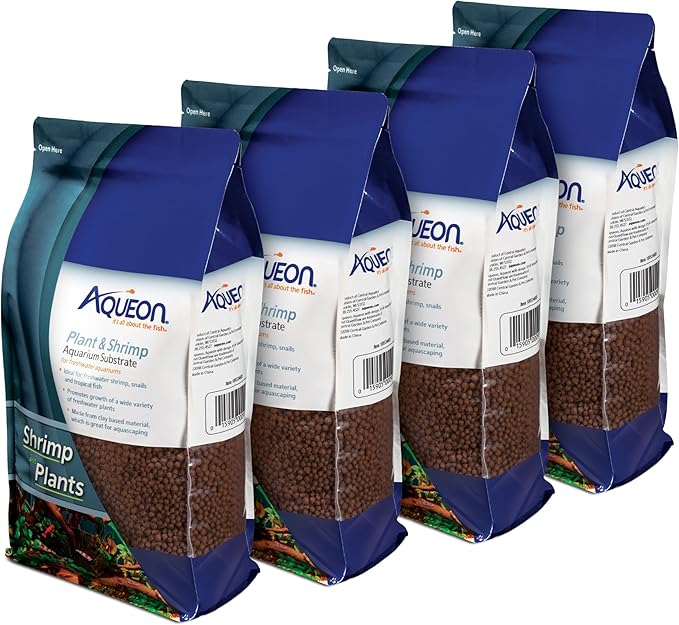 Aqueon Plant and Shrimp Aquarium Substrate, Aqua Soil for Fish Tanks, 5 Pounds, 4 Count