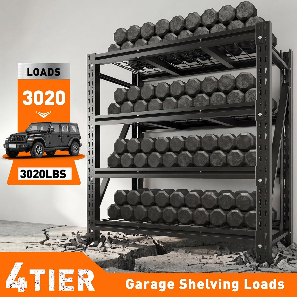 Romorgniz 3040LBS Garage Shelving for Warehouse, 51.6" W Storage Shelves