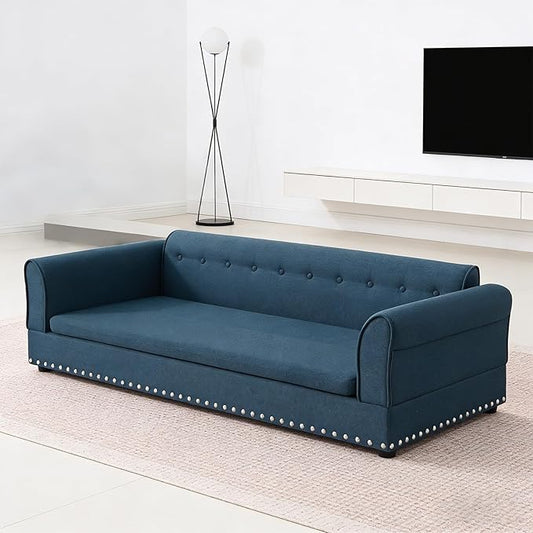 Oversized Pet Sofa Bed for Large Dogs, 55 Inch Modern Dog Couch with Orthopedic Memory Foam, Sturdy Furniture Style Pet Bed with Weight Capacity 220 lbs, (Blue)