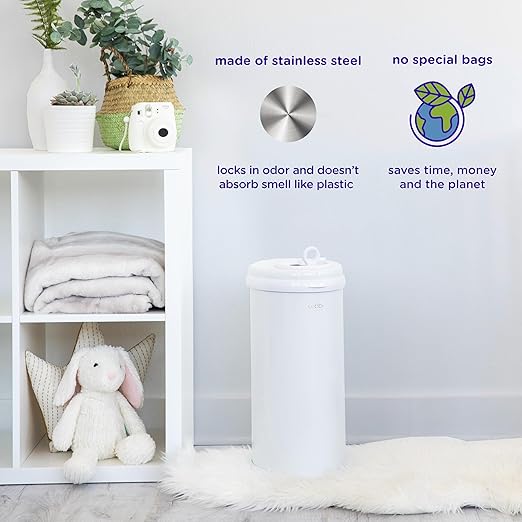 Ubbi Steel Diaper Pail, Odor Locking, No Special Bag Required, Award-Winning, Registry Must-Have, Blush Pink