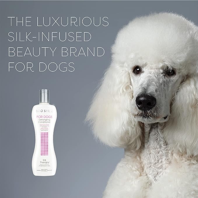 BioSilk for Dogs Silk Therapy Dog Detangling Conditioner, Dog Coat Conditioner to Help Smooth Knots and Tangles and Support Soft Manageable Coats during Routine Grooming, 12 Fl Oz - 6 Pack