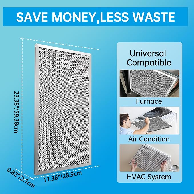 UBeesize 12x24x1 Reusable Electrostatic Air Filter HVAC AC Furnace Filter