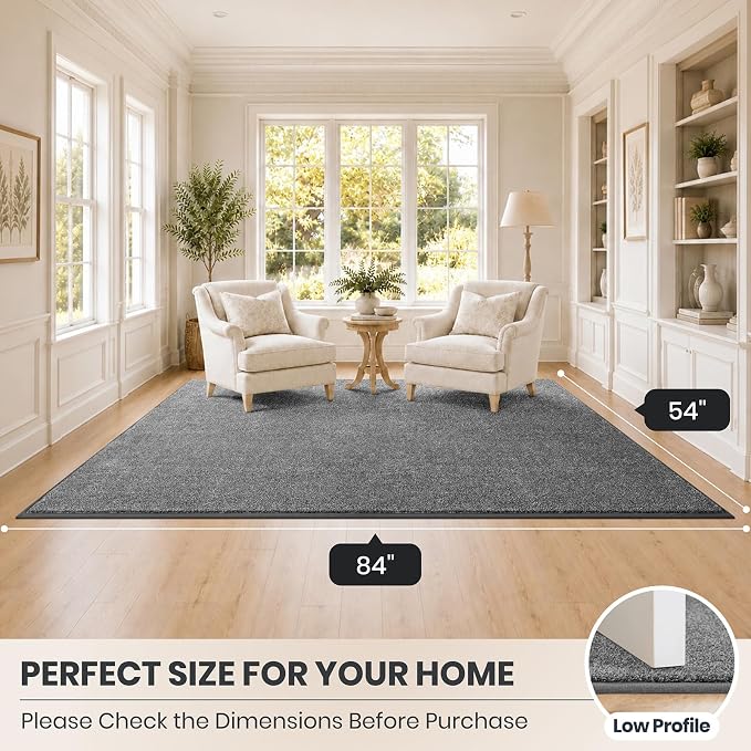 PURRUGS Easy Care Area Rug 4.5ft x 7ft, Non-Slip Washable Entryway Rug