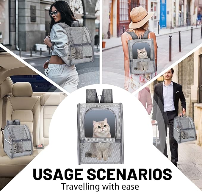 Breathable cat Backpack - Lightweight, Foldable & Escape-Proof Design for Small Dogs & Cats, Air Travel Approved,cat Backpack Carrier，Travel, and Daily Use pet Carrier
