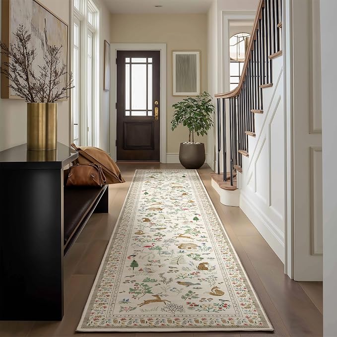 Machine Washable Kitchen Runner Rugs: 2'x10' Hallway Runner Non Slip Low Pile