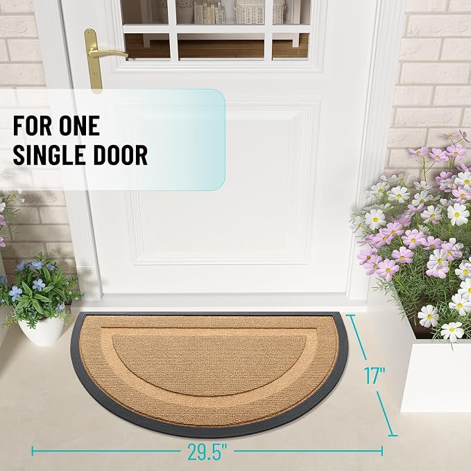 OLANLY Half Circle Door Mat Indoor Outdoor Entrance Welcome, Waterproof