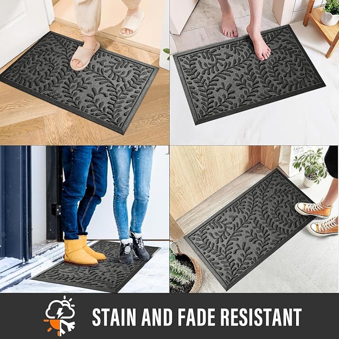 HIYARD Front Door Mat, Absorbent Dirt Trapping Welcome Door Mat Indoor Outdoor