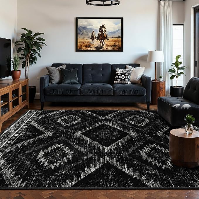 BESTSWEETIE Area Rug 6x9 Rug Machine Washable Non-Slip Low Pile Print Pattern