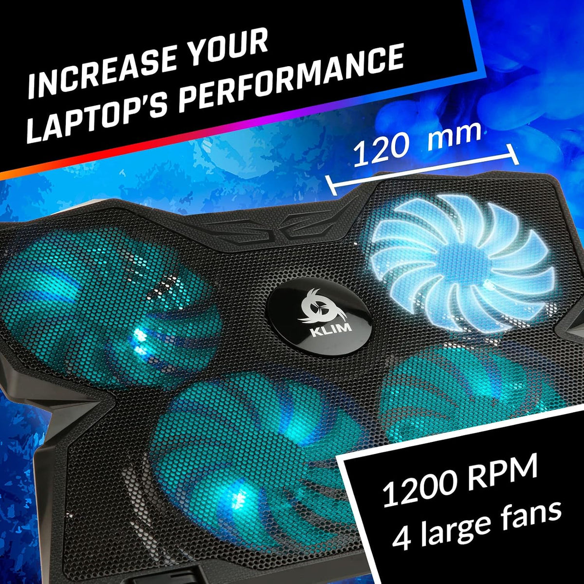 Wind Laptop Cooling Pad with 4 Fans at 1200 RPM, USB Powered Stand