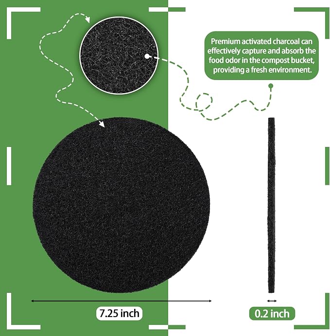 MyLifeUNIT 16 Pack Compost Bin Filter, Kitchen Compost Pail Charcoal Filter
