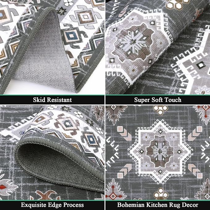 HEBE Boho Kitchen Rug Sets 3 Piece