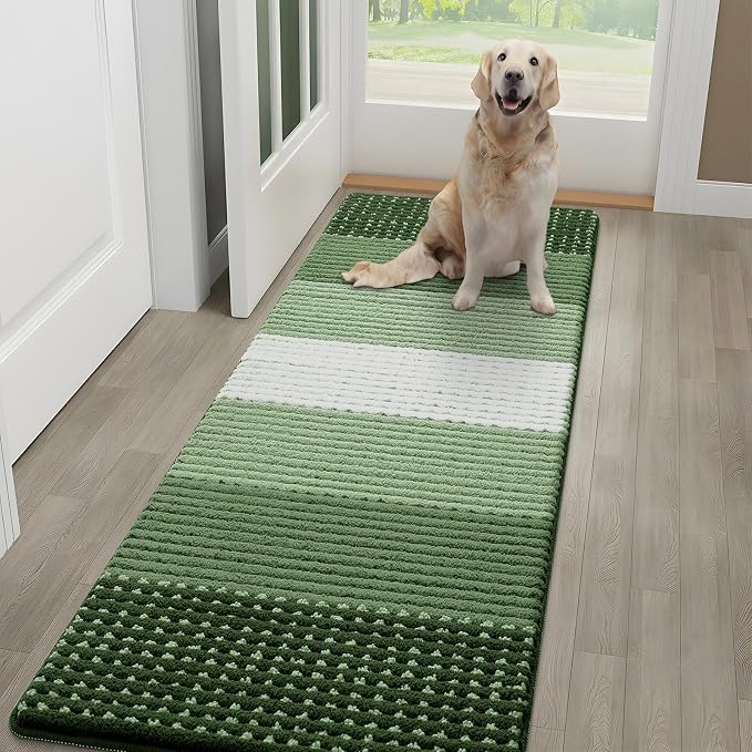 Kitinjoy Indoor Outdoor Door Mat, 59x20 Non-Slip Absorbent Dirt Trapper