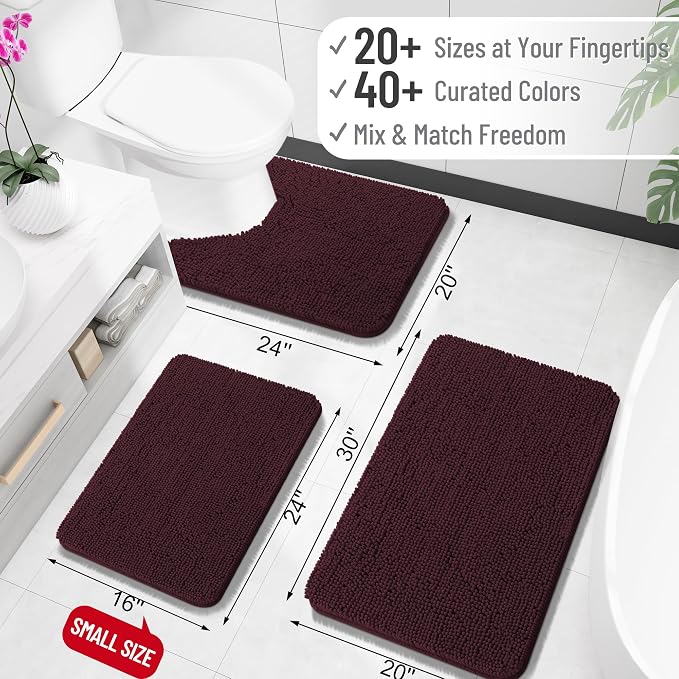 OLANLY Bathroom Runner Rugs 59x20, Soft Absorbent Chenille Bath Rugs, Rubber