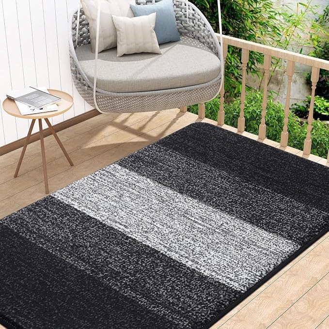 Kitinjoy Indoor Outdoor Door Mat, 48x32 Non-Slip Absorbent Dirt Trapper