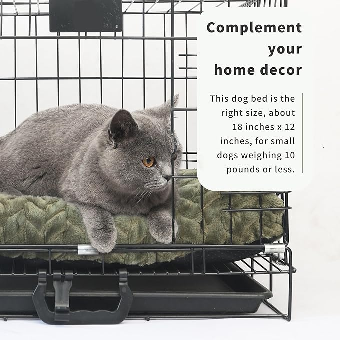 Dog Bed for Small Dogs Washable Dog Crate Bed for Dog Cages 18 inch Small Dog Bed Anti-Slip Waterproof Warming Cozy Soft Pet Puppy, Dog Pillows for Small Dogs Olive Green