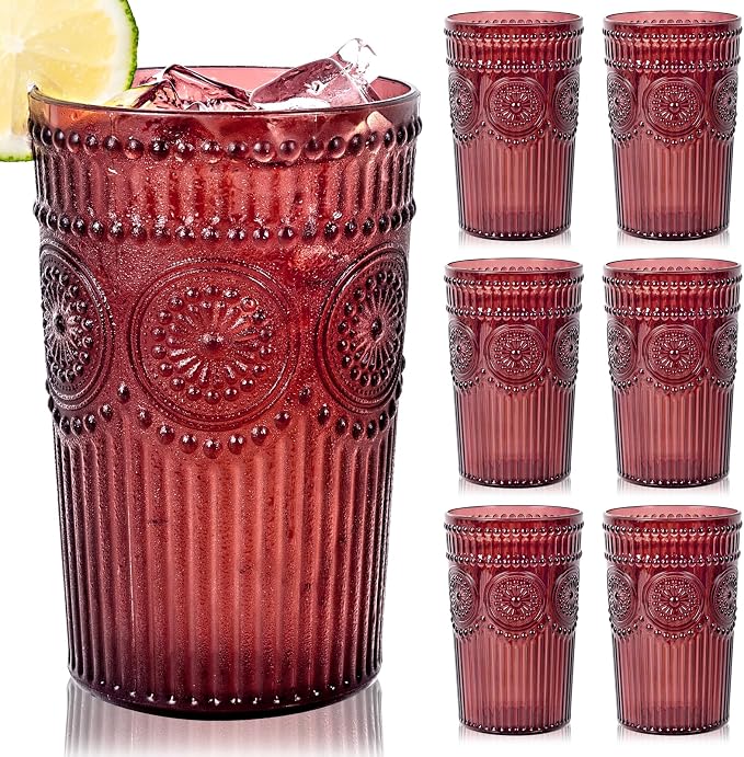 Ciaell 12 Pack Burgundy Plastic Water Glasses