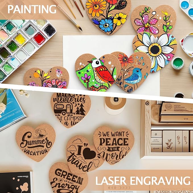 60 PCS Cork Coasters for Laser Engraving, Thick Absorbent Blank Coasters | 4
