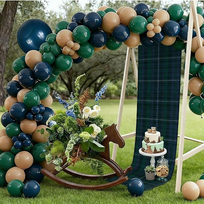 Gilprop 6 Pcs 72 x 13'' Tartan Plaid Bear Babyshower Table Runner Vintage