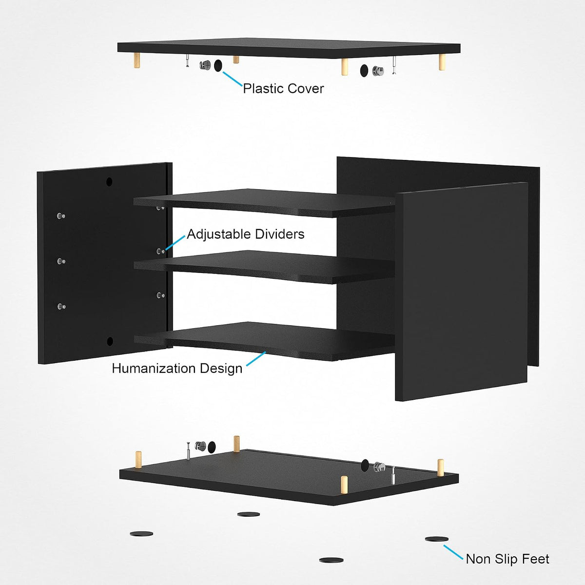 FITUEYES Wood Desk Paper Organizer for Home Office, Black