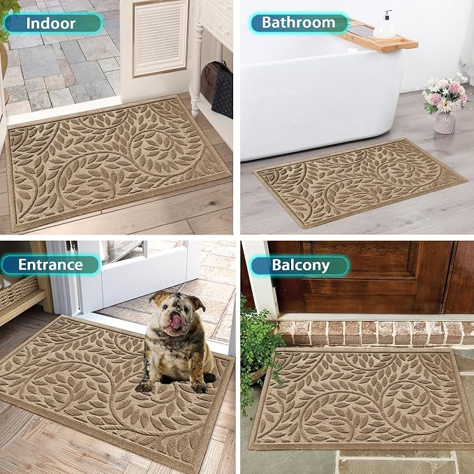 Bulijojo Front Door Mat Entrance, Durable Heavy Duty Welcome Mat, Thick