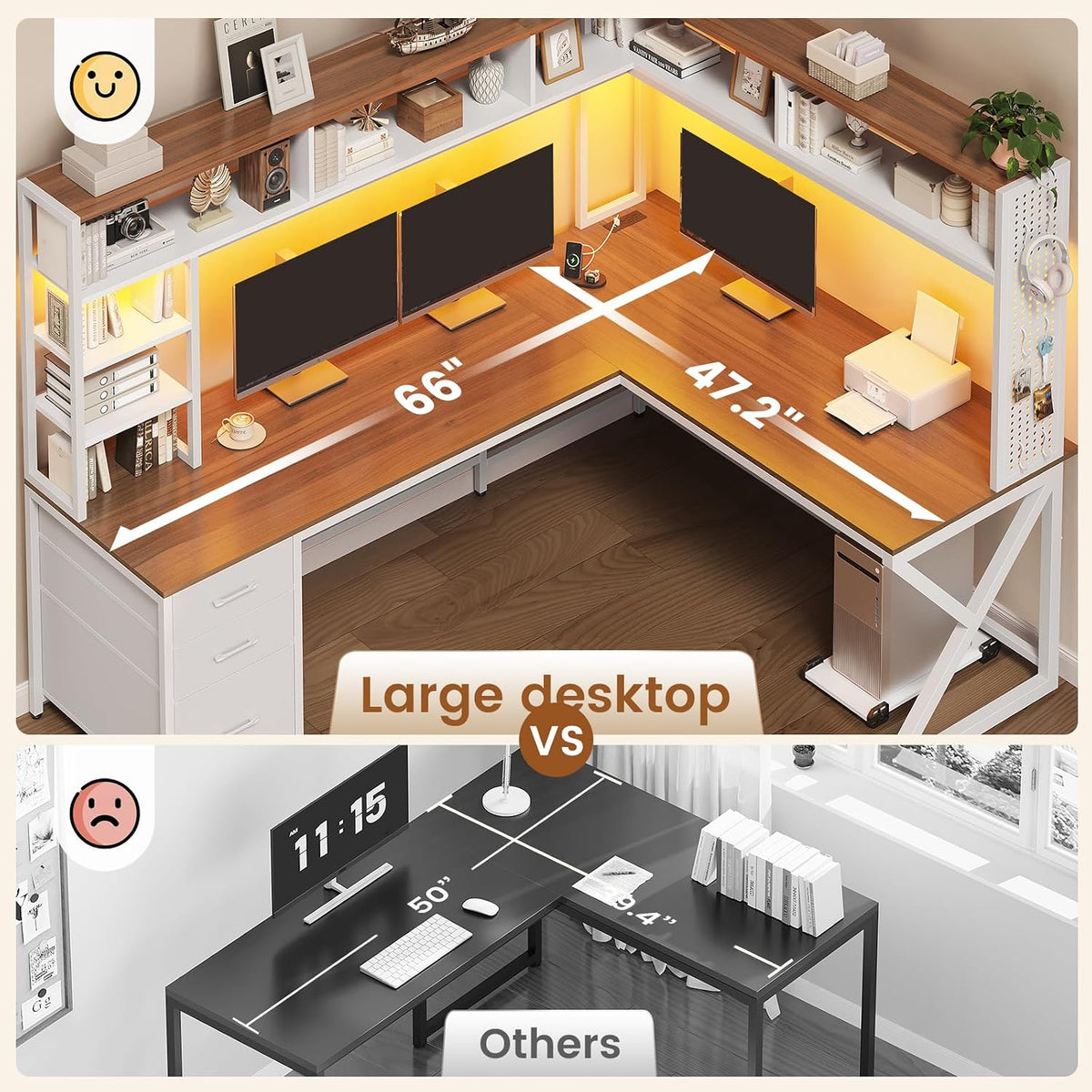 SEDETA L Shaped Office Desk, Convertible 94.5" Computer Desk with Drawers