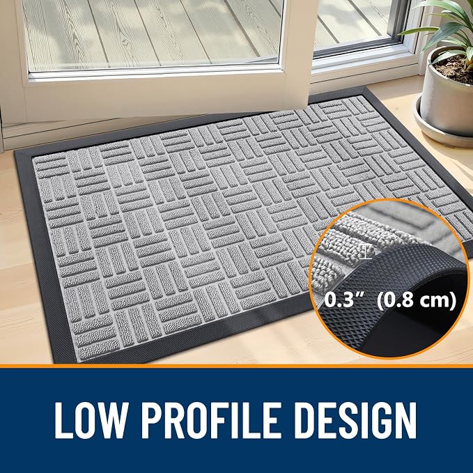 OLANLY Front Door Mat Outside Entrance 59x23, Heavy Duty Sturdy Natural Rubber