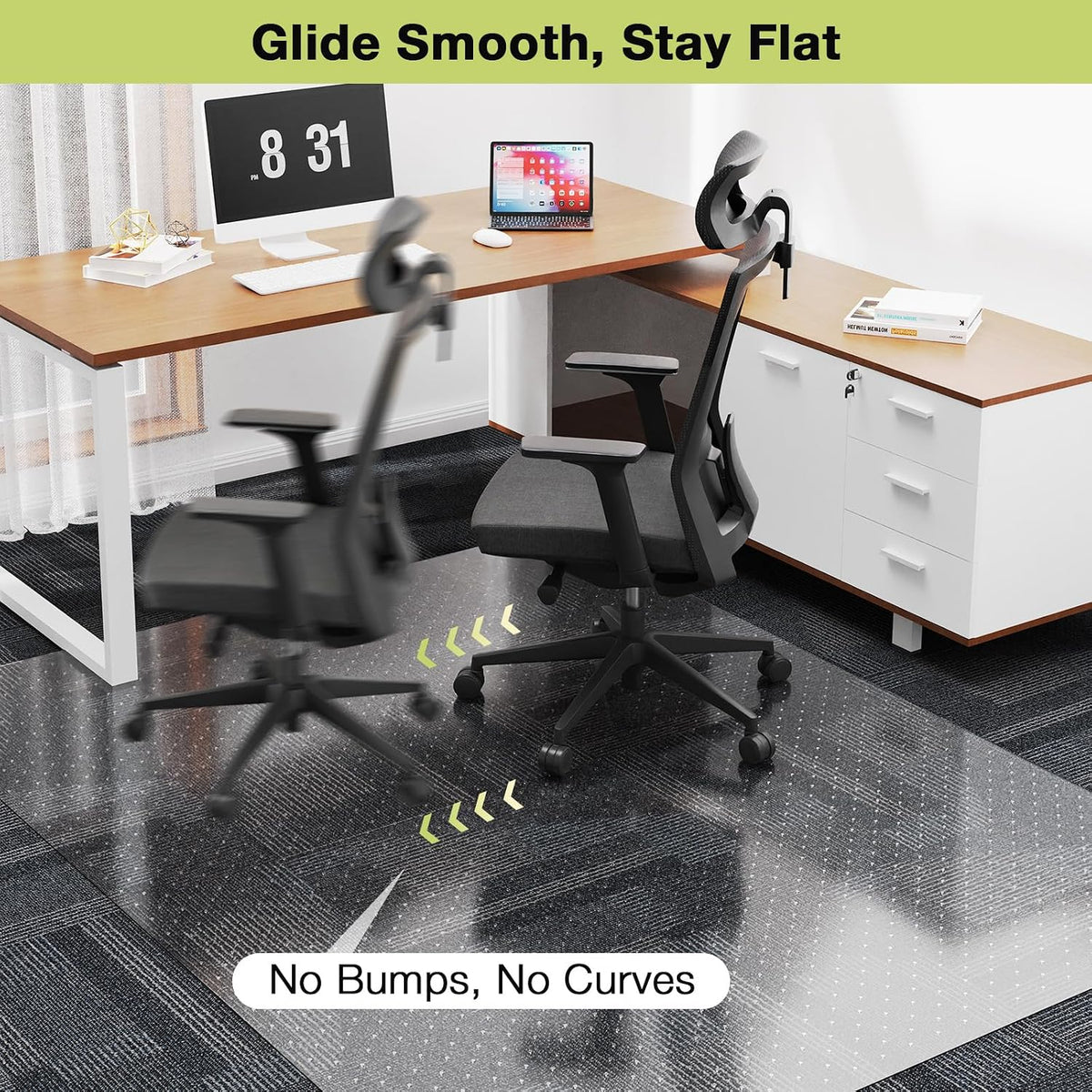 【Shipped Flat】2 Packs 32" x 48"Heavy Duty Clear Office Chair Mat for Thick Carpet,Durable Plastic Under-Desk Carpet Protector,Chair Mat for Rolling Desk Chairs for Home and Office Workspace Protection
