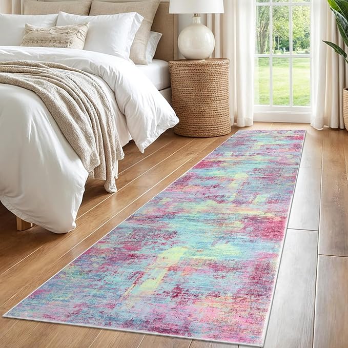 IOHOUZE Abstract Runner Rug 2x8 Ft Washable Runners