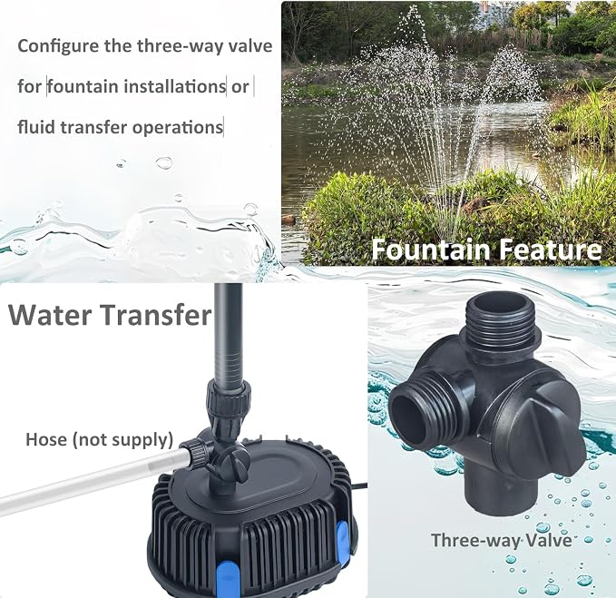 Pond Filter with Pump Fountain Kits, Submersible Pump Pond Fountain Koi Pond