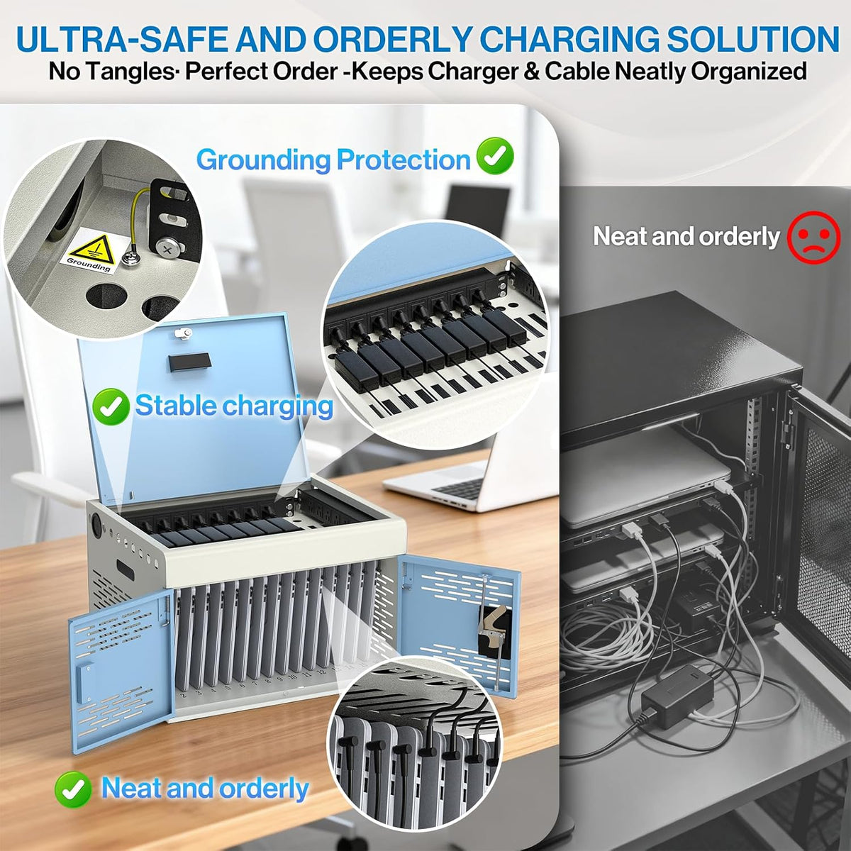 POCHAR 16-Unit Charging Cabinet for Laptops & Tablets