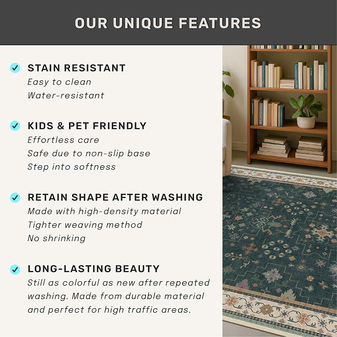 Dark Green Oushak 3x5 Large Entryway Rug