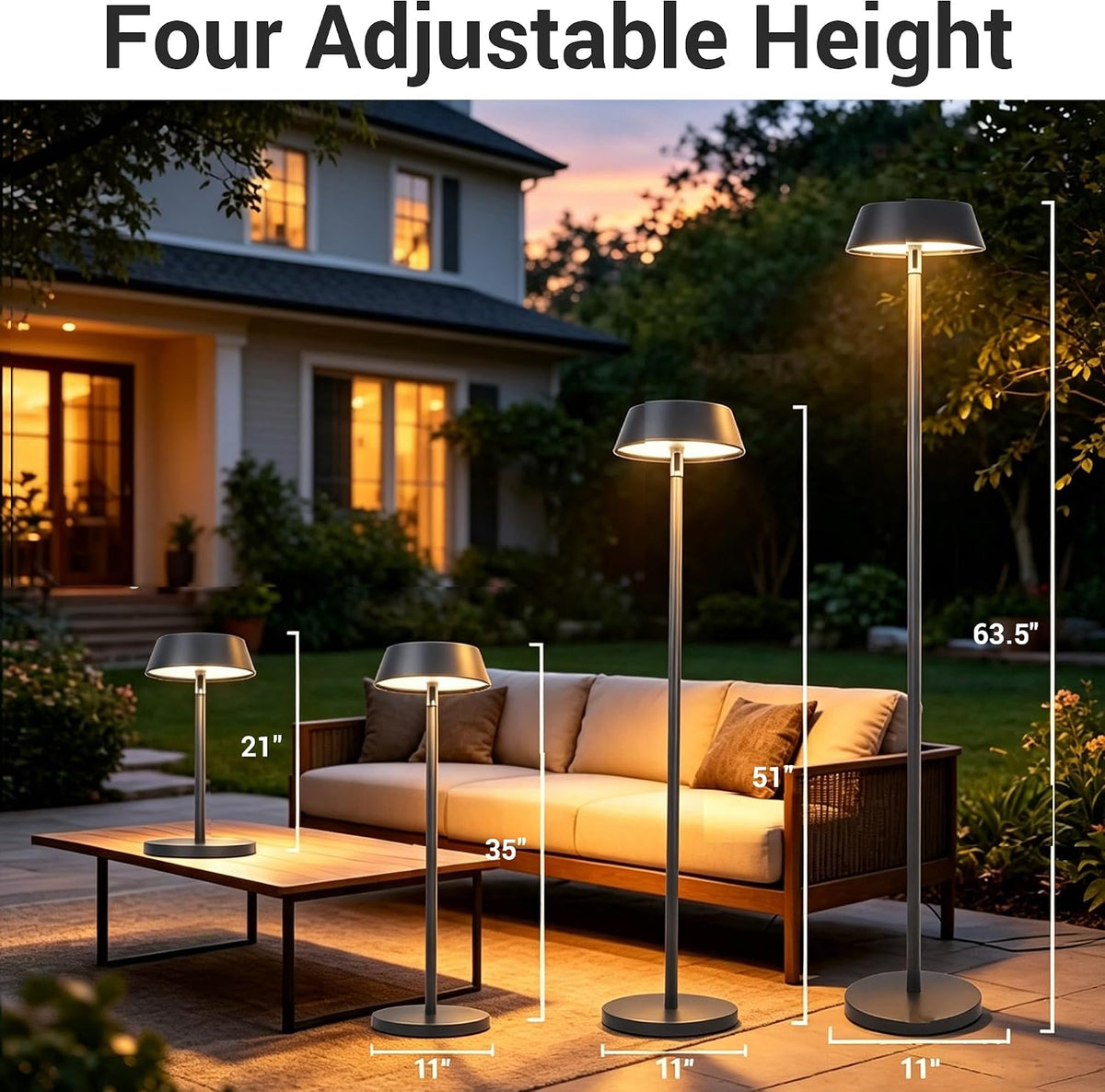 Solar Floor Lamp Outdoor, Waterproof Rechargeable Cordless Light for Patio