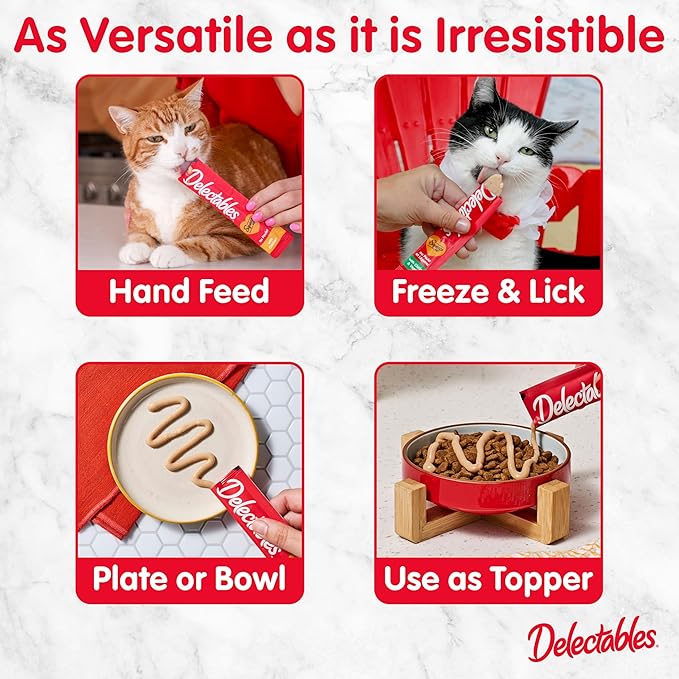 Hartz Delectables Squeeze Up Interactive Lickable Wet Cat Treats for Adult & Senior Cats, Senior Chicken, 32 Count