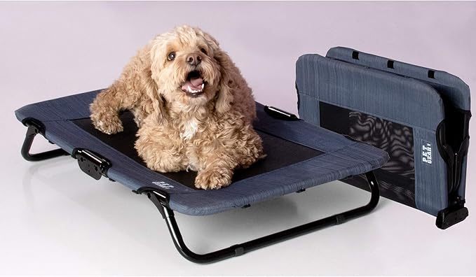 Pet Gear Lifestyle Pet Cot Elevated Bed, No Assembly Required, Premium Tear Resistant Cooling Mesh, Indoor & Outdoor, Lightweight & Portable, 30 Inch, NEW Lake Blue
