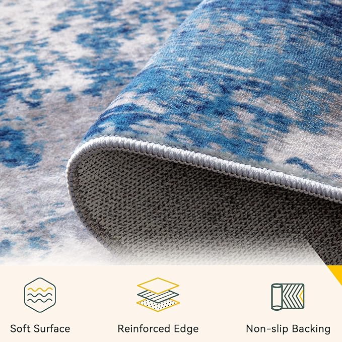 RELEANY Washable Area Rugs 9'x12' Non-Slip Modern Abstract Soft