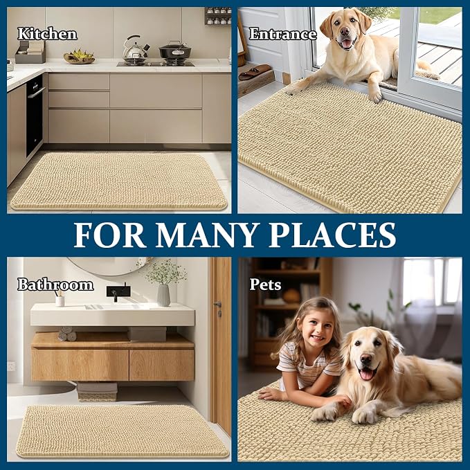 OLANLY Dog Door Mat for Muddy Paws 59x32, Absorbs Moisture and Dirt, Absorbent