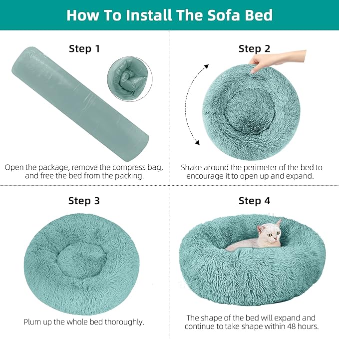 Nisrada Cat Beds for Indoor Cats,20 Inch Dog Bed for Small Melium Large Dogs, Washable-Round Pet Bed for Puppy and Kitten with Slip-Resistant Bottom