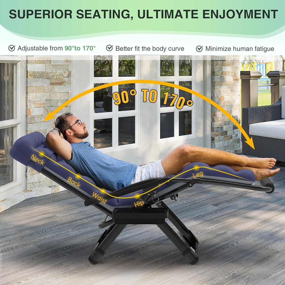 Suteck Oversized Zero Gravity Chair, 29" XL Reclining Lounge Chairs