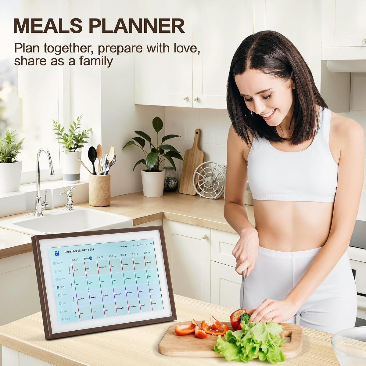 10.1 Inch Digital Calendar, Smart Electronic Calendar with HD Touch Screen - Digital Family Planner with Chore Chart, Meal Planner & Photo Frame, Multi-Calendar Sync