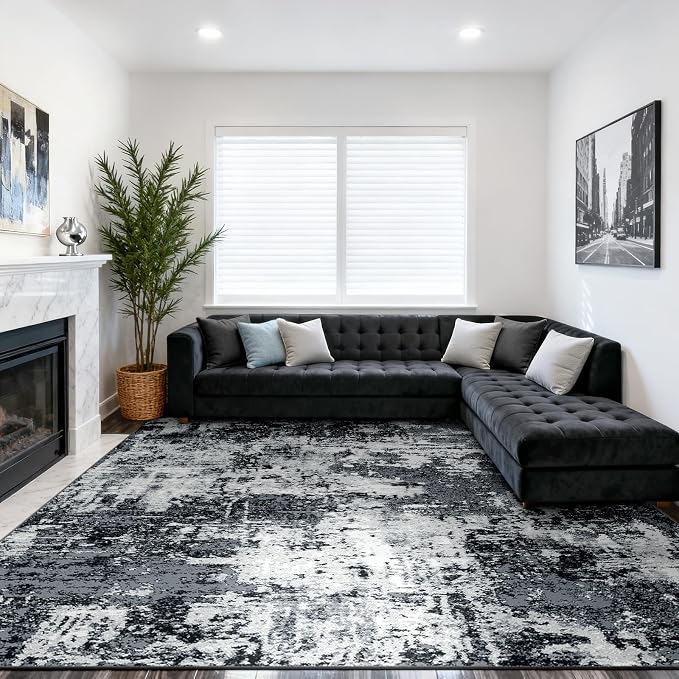 RELEANY Washable Area Rugs 9'x12' Non-Slip Modern Abstract Soft