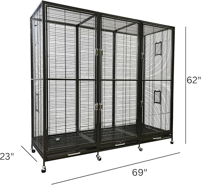 Exotic Nutrition Borneo Small Animal Cage - for Sugar Gliders, Squirrels, Marmosets & Other Small Pets (Cage + Add-On)