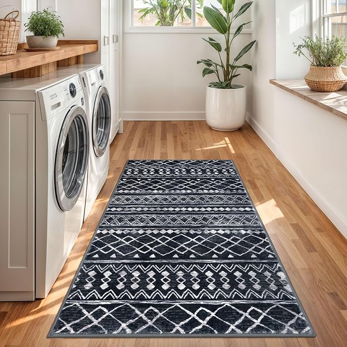 KUTA Boho Moroccan 3x5 Entryway Rug, Ultra Soft Distressed Geometric Print